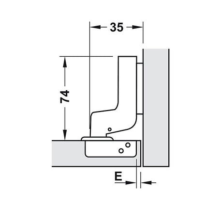Bản lề Hafele Metalla SM 110° Inox đóng giảm chấn - Lắp lọt lòng